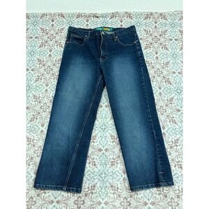 Venus Girl Trap Dark Wash Stretch Denim Jeans Size 13 Straight Leg Ankle Slit